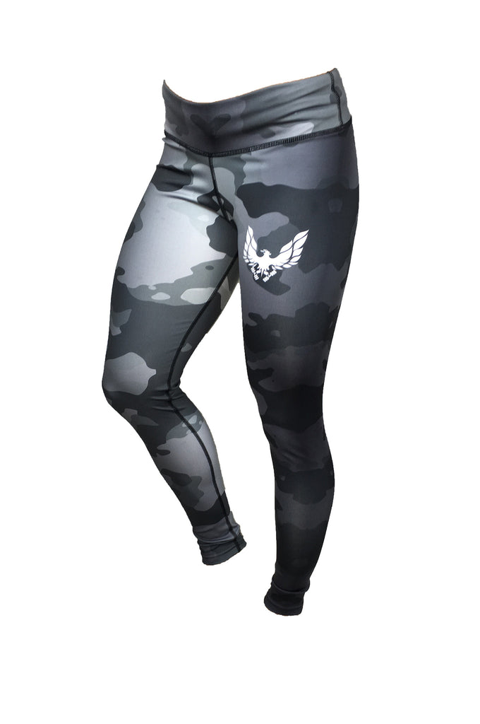 Women's Grey camo gym leggings - by getmybodyfit – Getmybodyfit